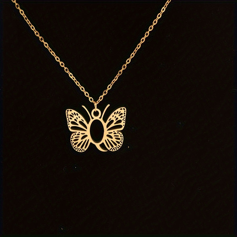 Personalized Butterfly Letter Necklace