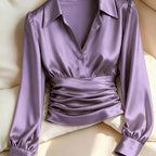 Women's Ruched Waist Long Sleeve Top