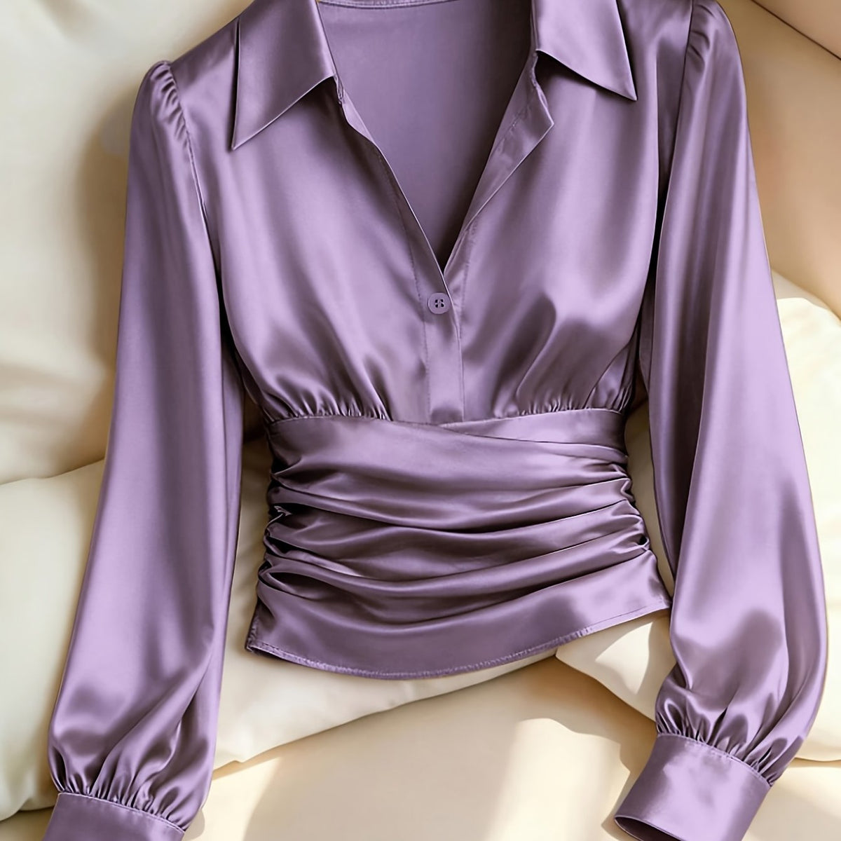 Women's Ruched Waist Long Sleeve Top
