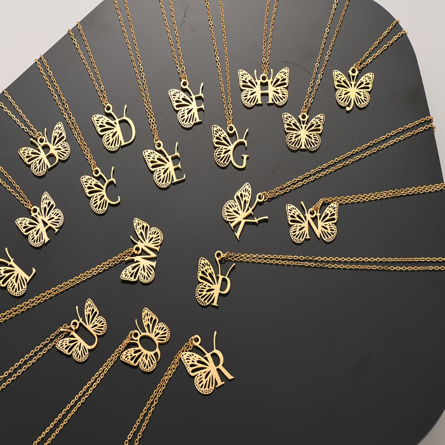 Personalized Butterfly Letter Necklace