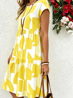 Women's Geometric Print Layered Dress