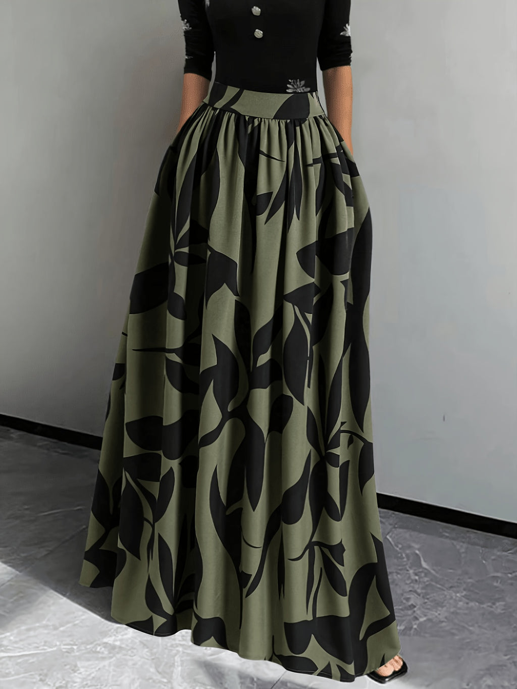 Women's High-Waist Printed Maxi Skirt
