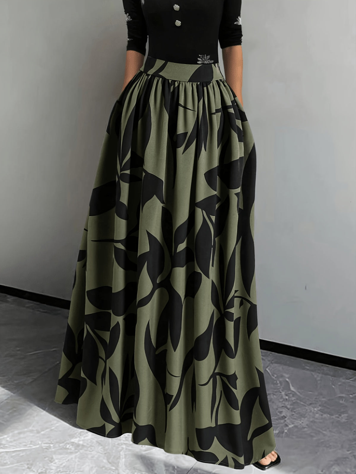 Women's High-Waist Printed Maxi Skirt