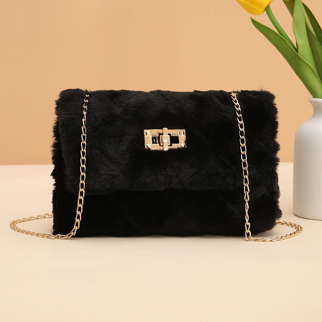 Women's Plush Chain Crossbody Bag