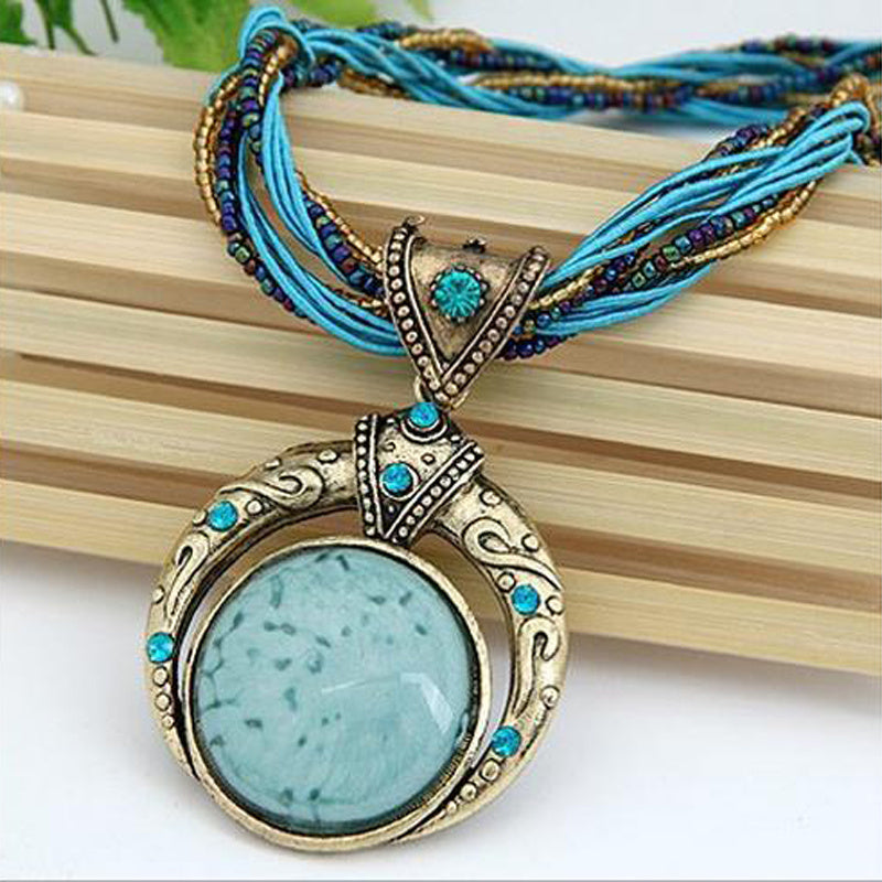 Women's Green Stone Pendant Necklace