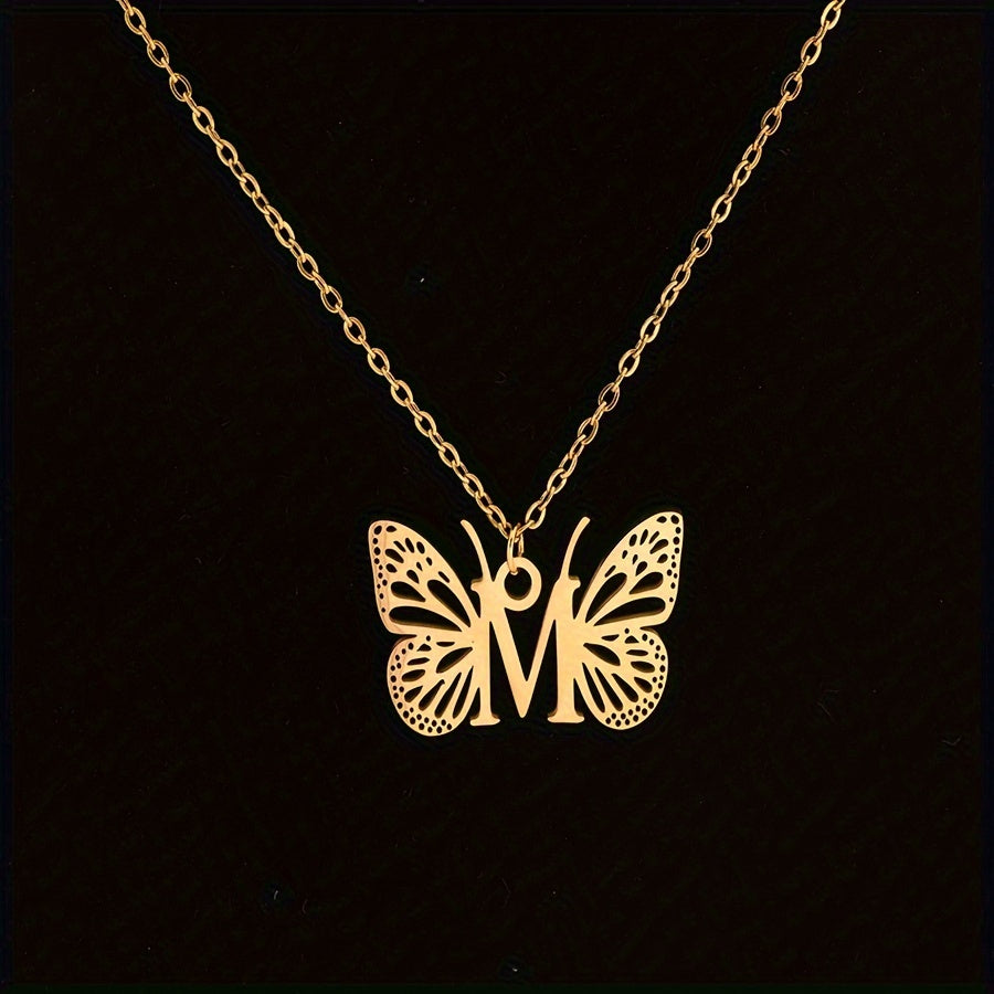 Personalized Butterfly Letter Necklace