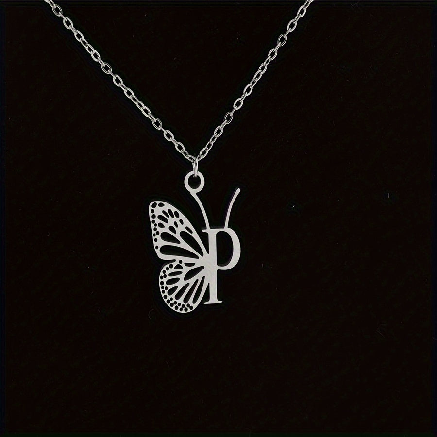 Personalized Butterfly Letter Necklace
