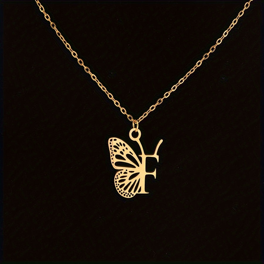 Personalized Butterfly Letter Necklace