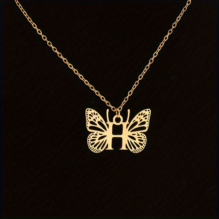 Personalized Butterfly Letter Necklace