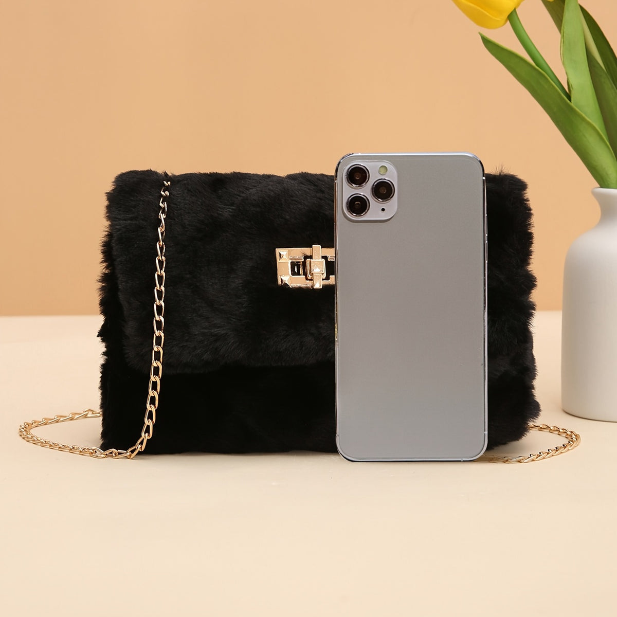 Women's Plush Chain Crossbody Bag