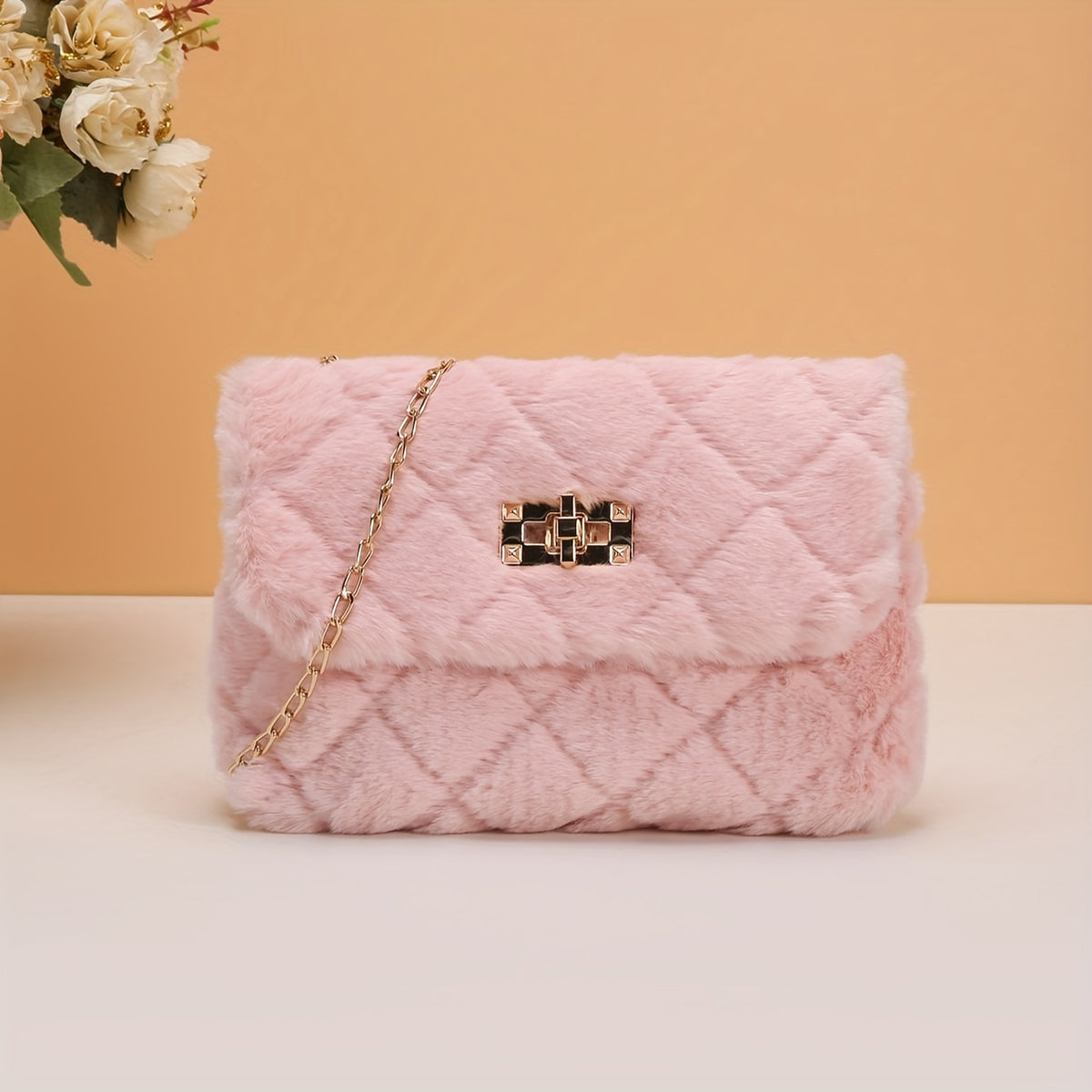 Women's Plush Chain Crossbody Bag