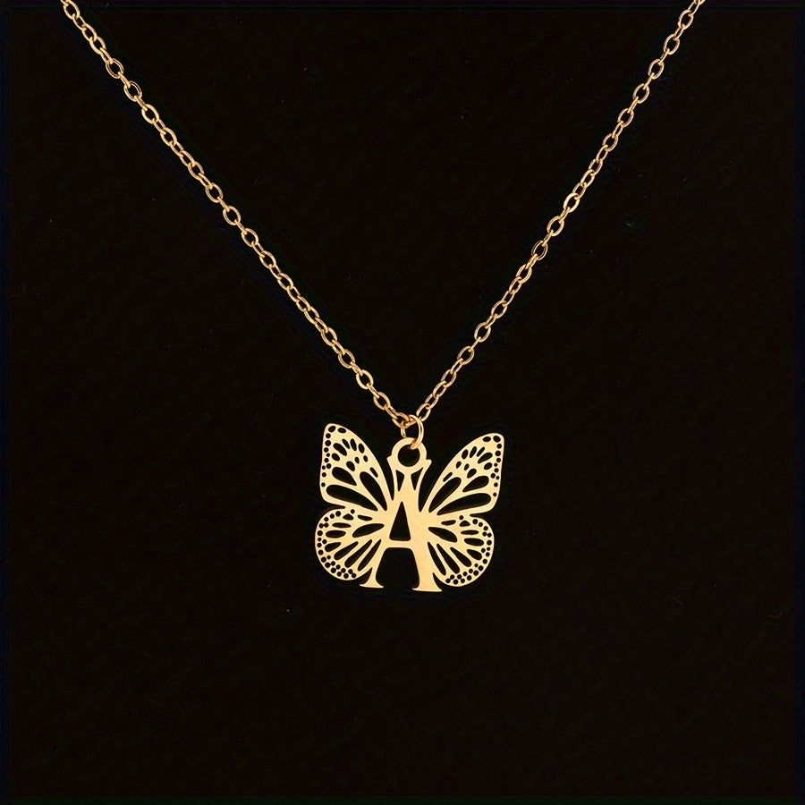 Personalized Butterfly Letter Necklace