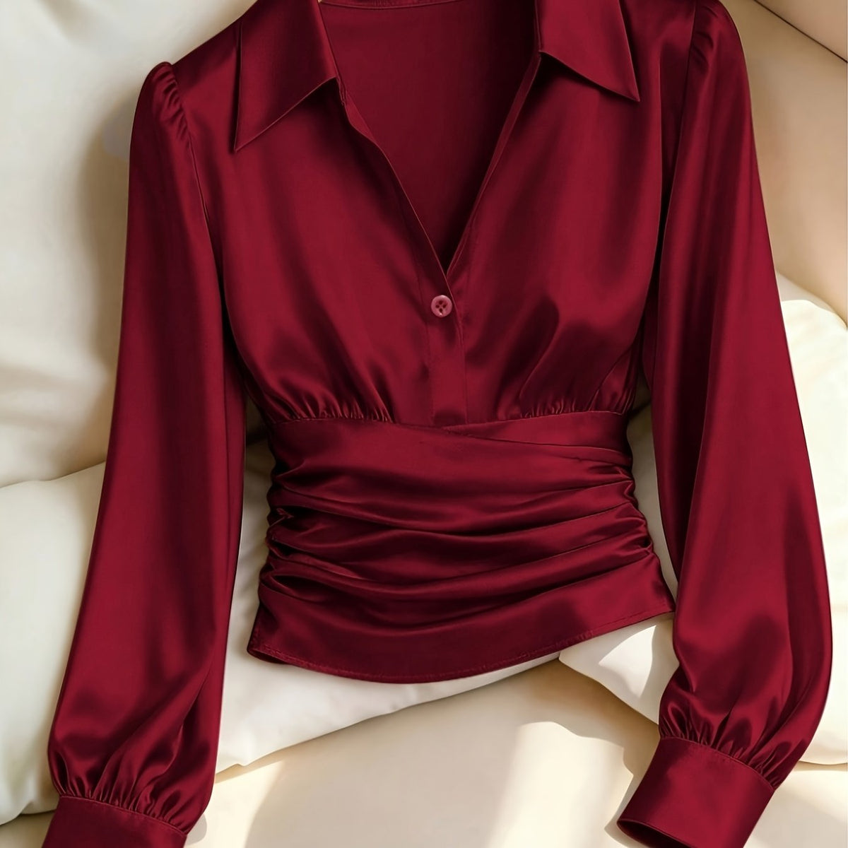 Women's Ruched Waist Long Sleeve Top