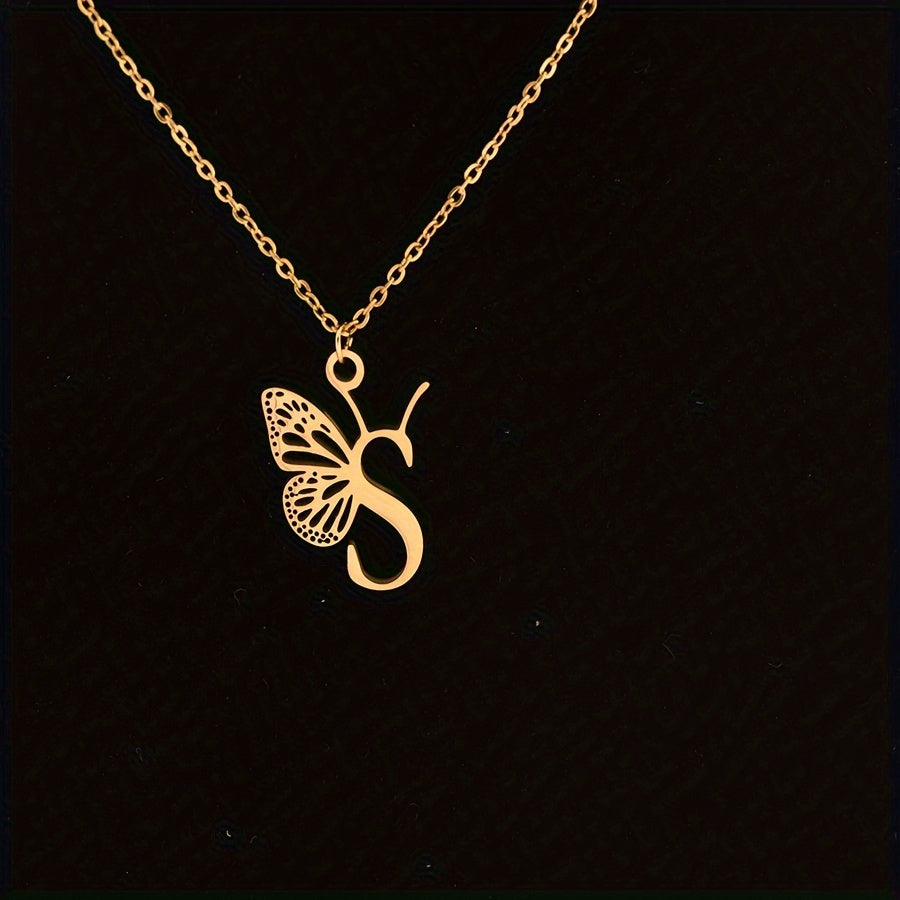 Personalized Butterfly Letter Necklace