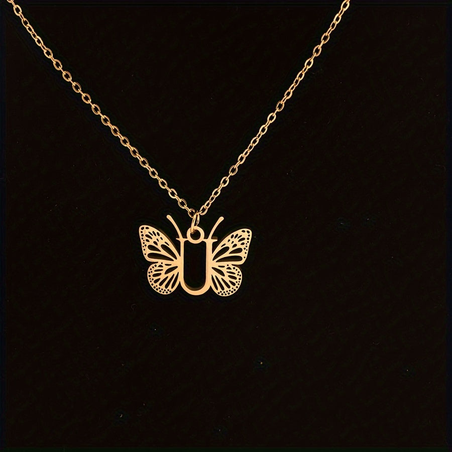 Personalized Butterfly Letter Necklace