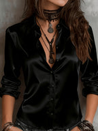 Women's Satin Button-Up Shirt
