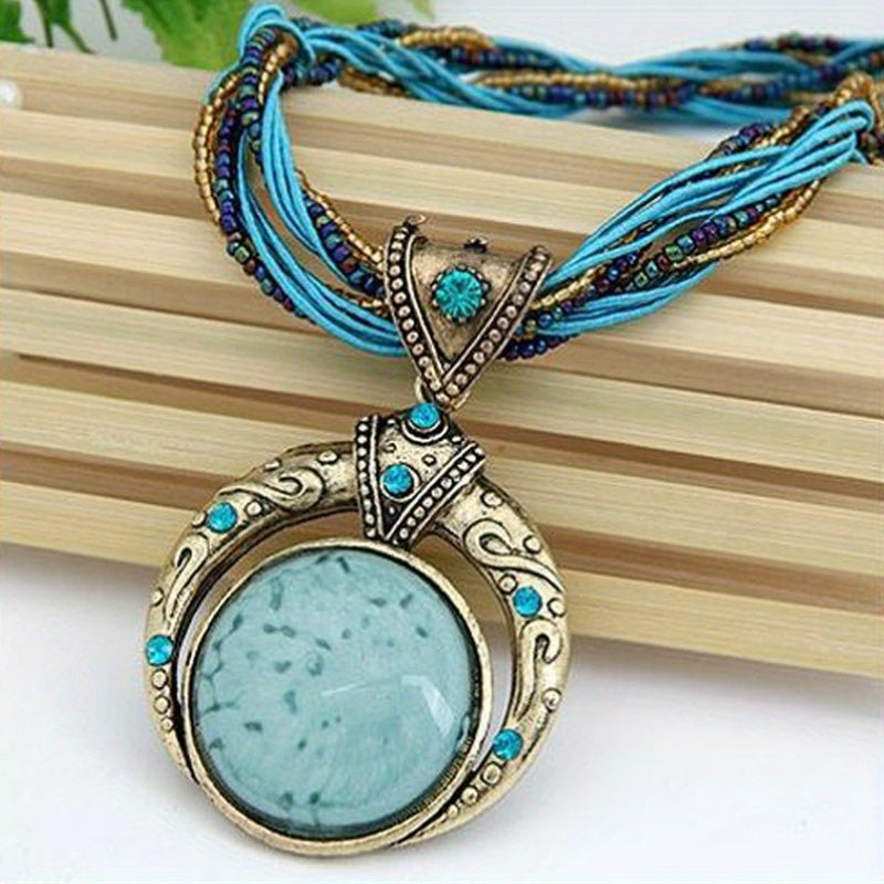 Women's Green Stone Pendant Necklace