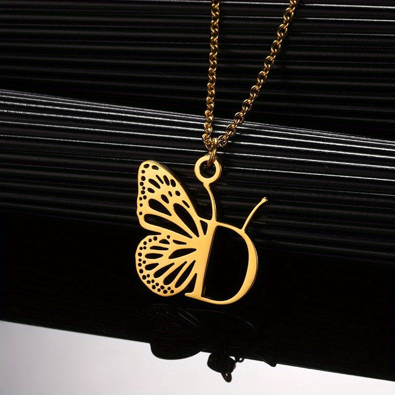 Personalized Butterfly Letter Necklace