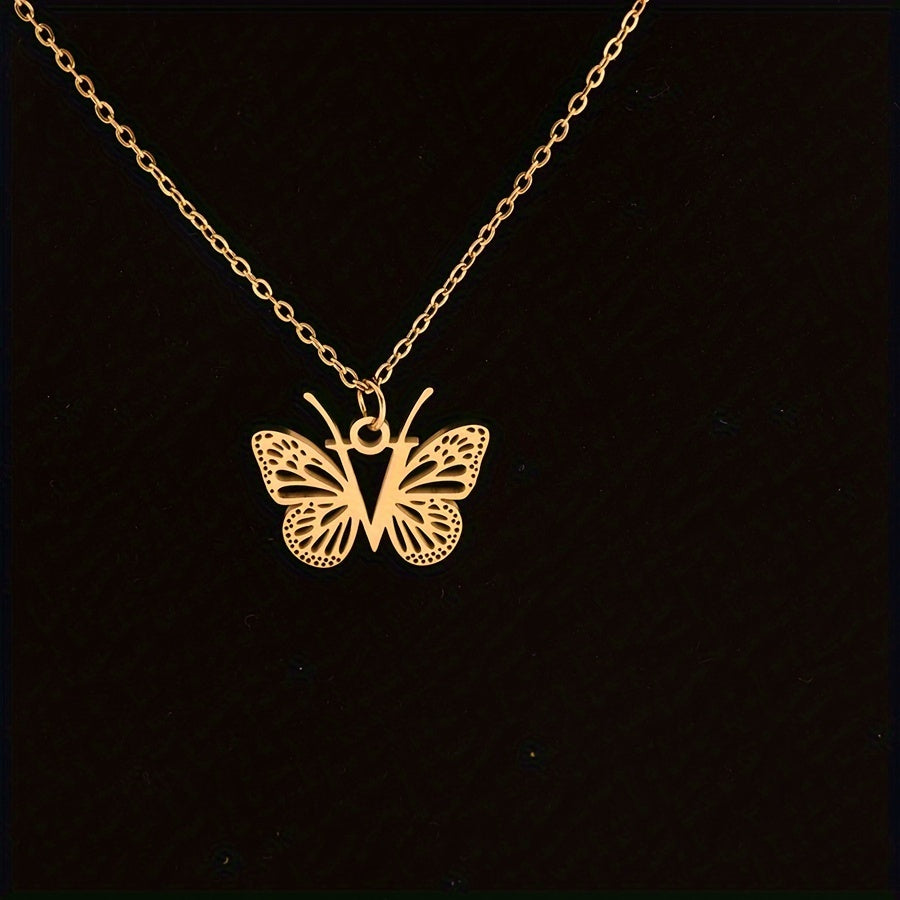 Personalized Butterfly Letter Necklace