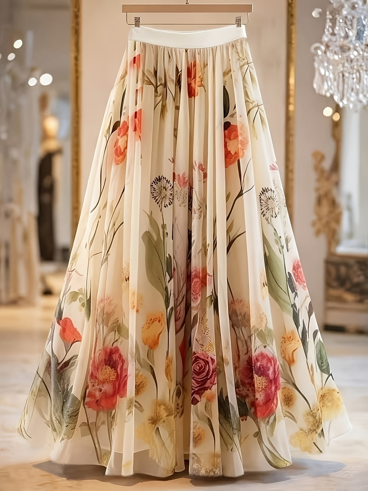Women's Floral A-Line Maxi Skirt