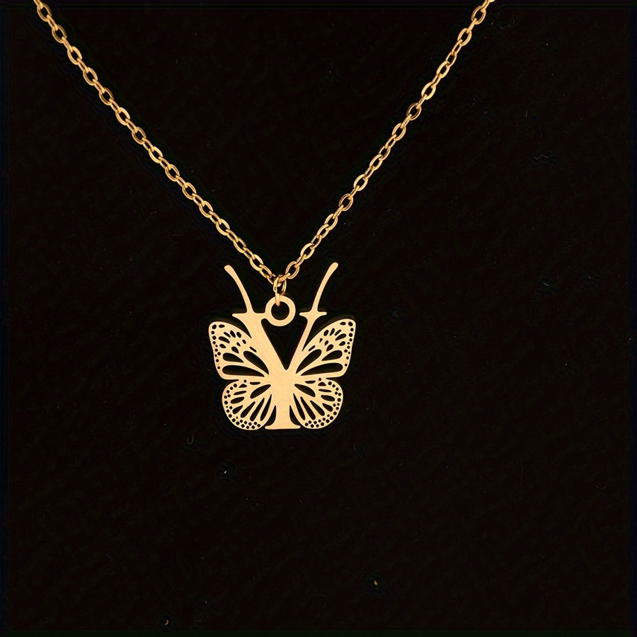 Personalized Butterfly Letter Necklace
