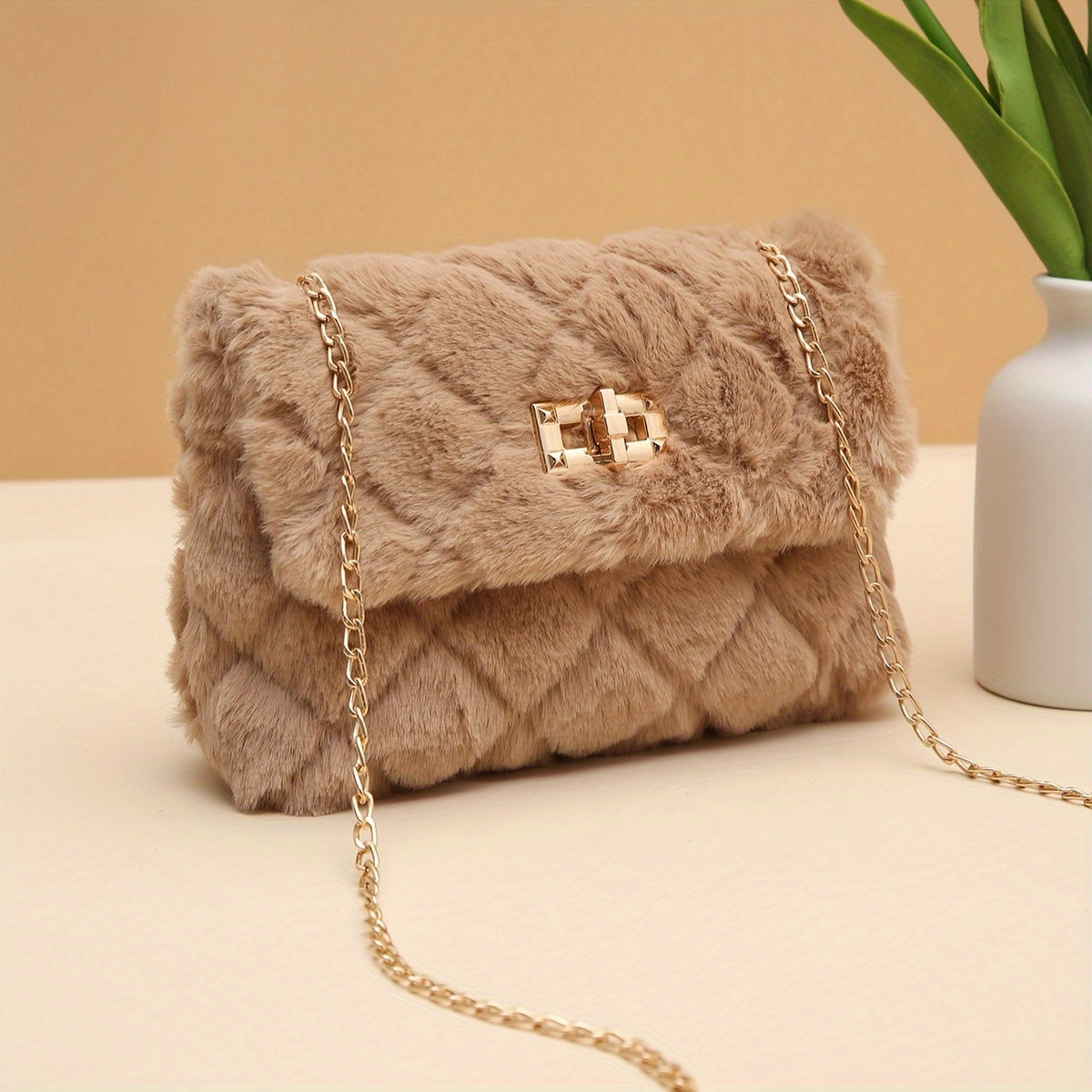 Women's Plush Chain Crossbody Bag