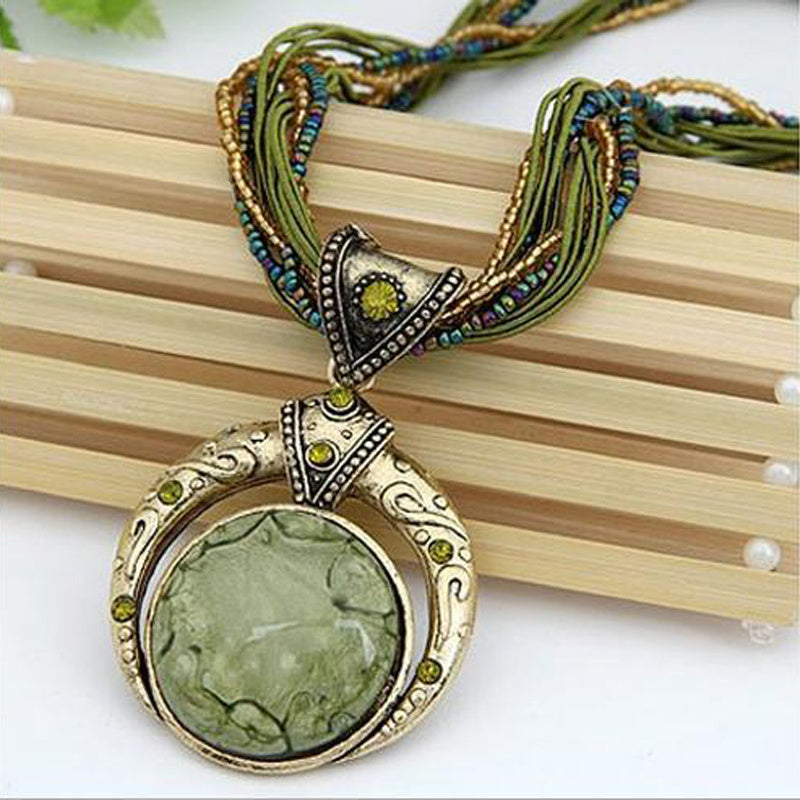 Women's Green Stone Pendant Necklace