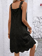 Women's Embroidered Square Neck Midi Dress