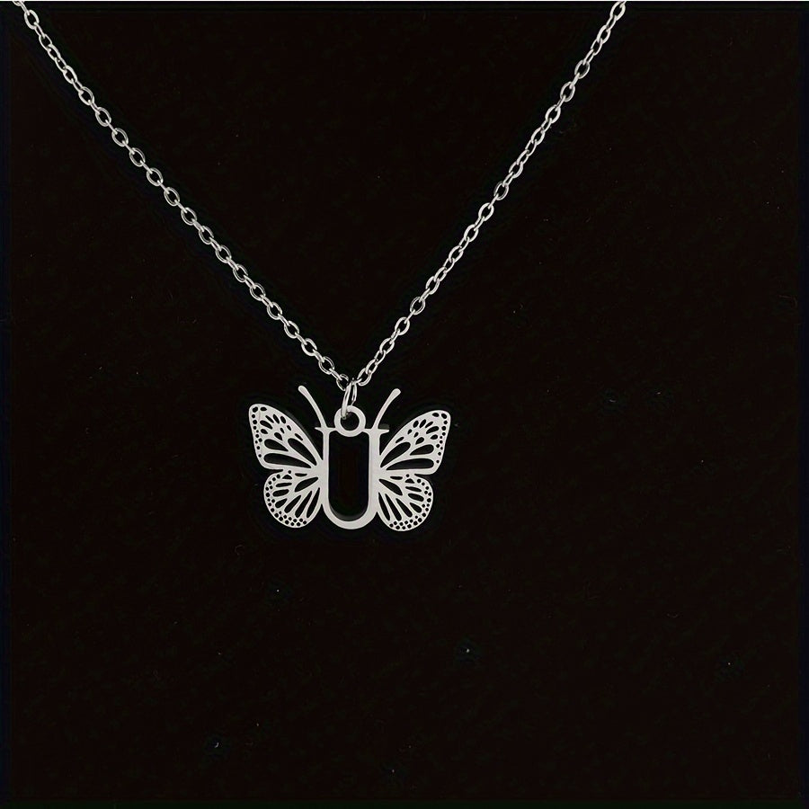 Personalized Butterfly Letter Necklace