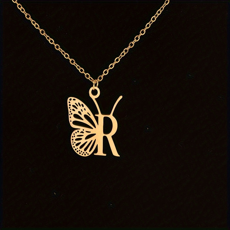 Personalized Butterfly Letter Necklace