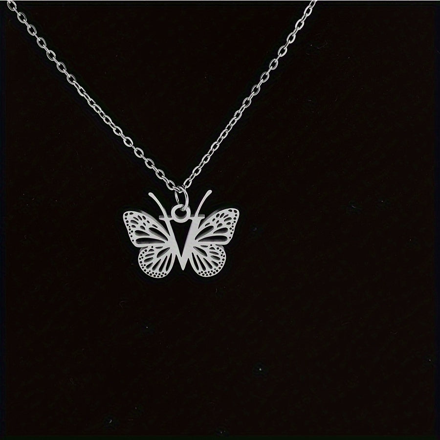 Personalized Butterfly Letter Necklace