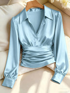 Women's Ruched Waist Long Sleeve Top