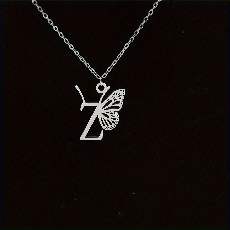 Personalized Butterfly Letter Necklace