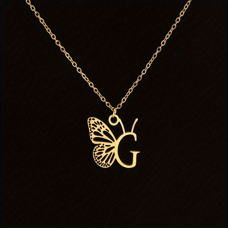 Personalized Butterfly Letter Necklace