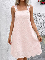 Women's Embroidered Square Neck Midi Dress