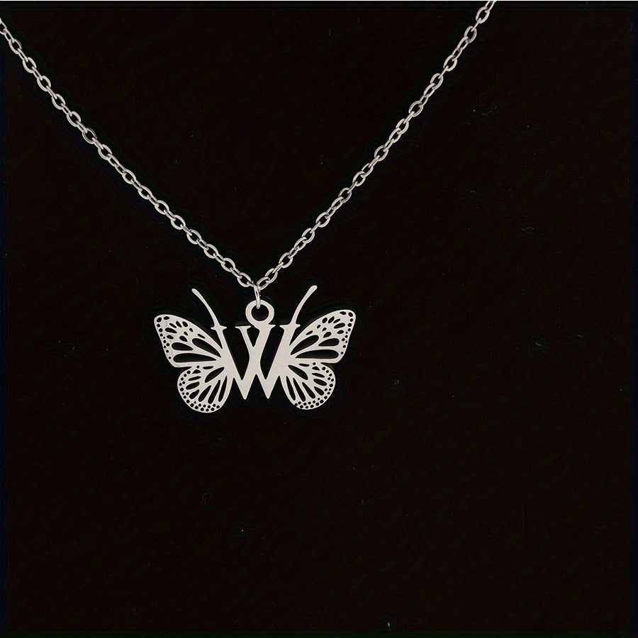 Personalized Butterfly Letter Necklace