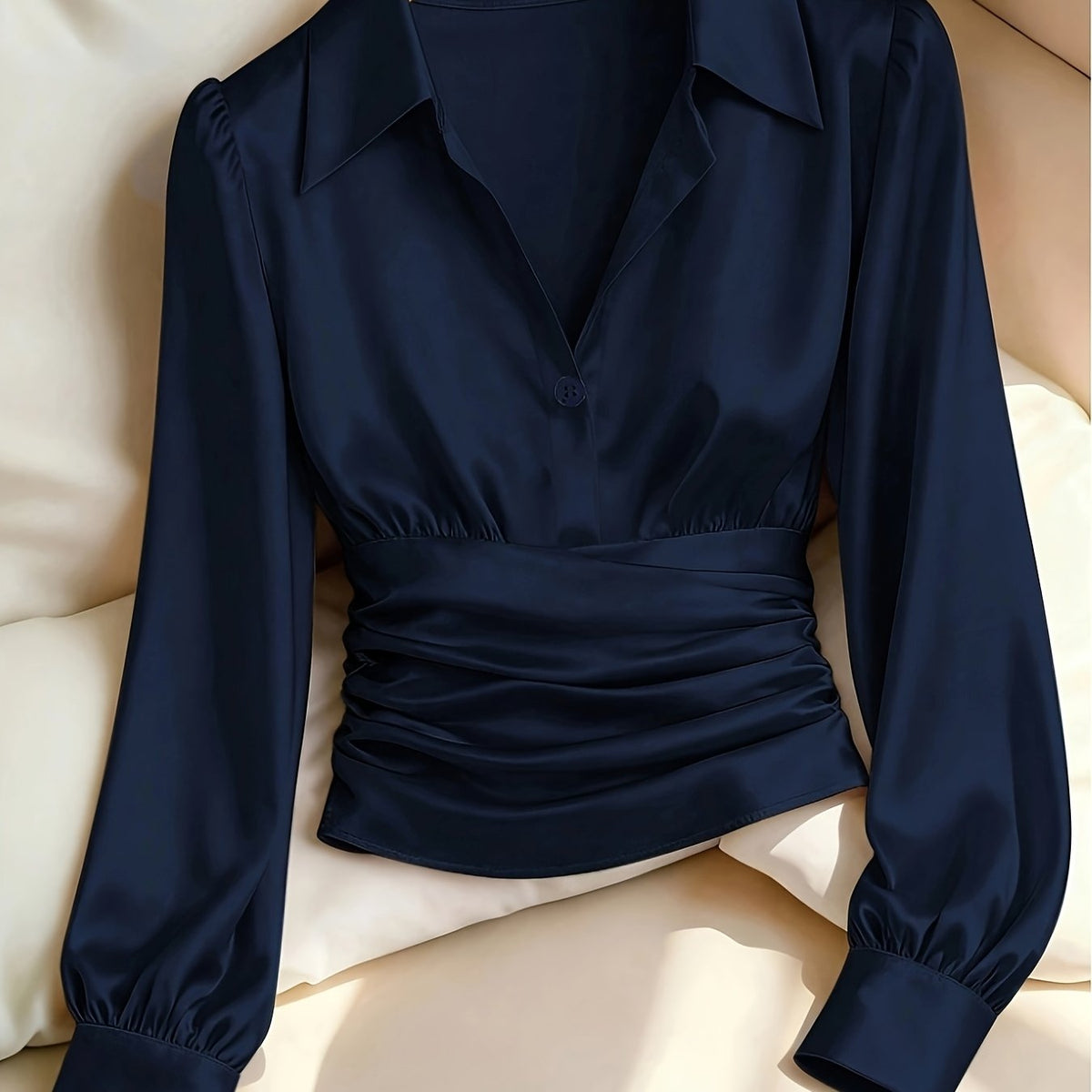 Women's Ruched Waist Long Sleeve Top