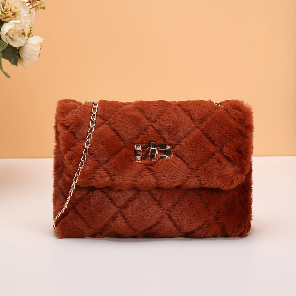 Women's Plush Chain Crossbody Bag