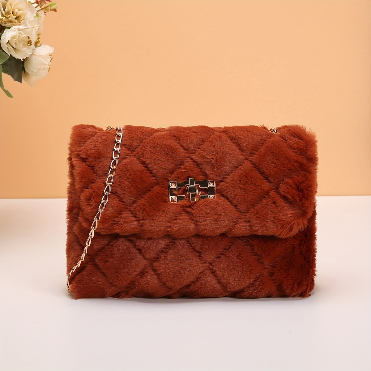 Women's Plush Chain Crossbody Bag