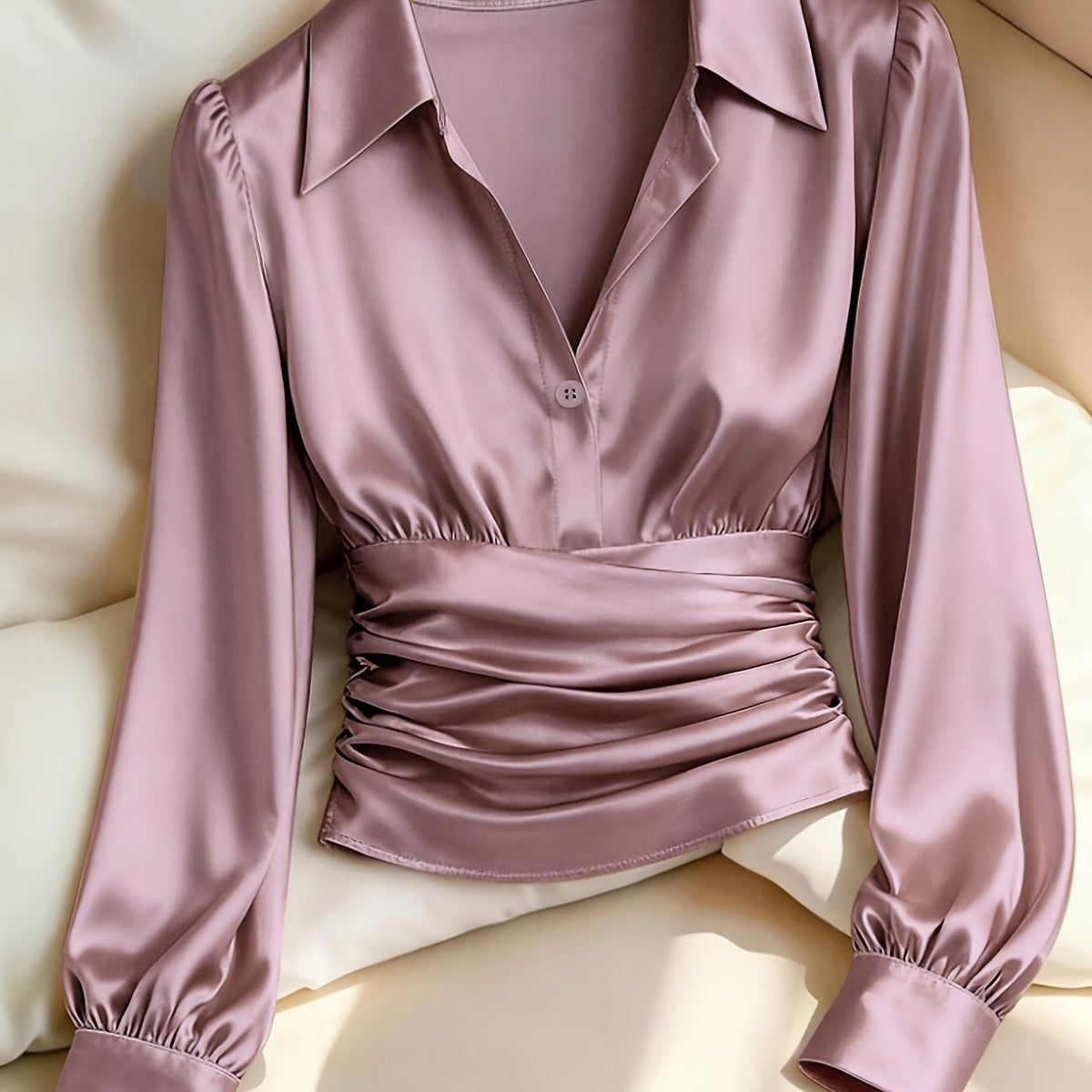 Women's Ruched Waist Long Sleeve Top