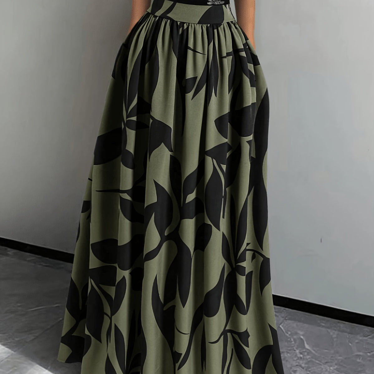 Women's High-Waist Printed Maxi Skirt