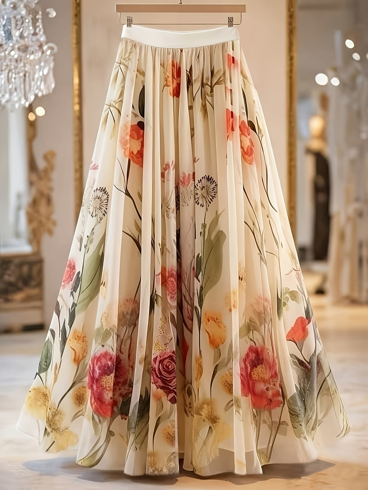 Women's Floral A-Line Maxi Skirt