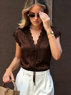 Women's Lace Detail V-Neck Top