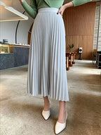 Women's High-Waist Pleated Midi Skirt