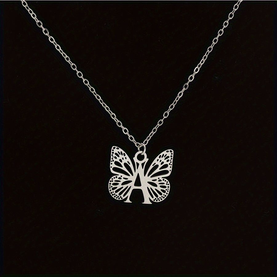 Personalized Butterfly Letter Necklace