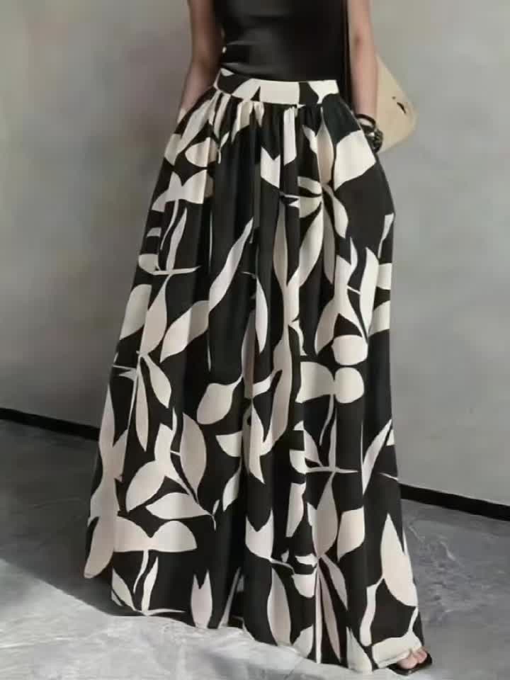 Women's High-Waist Printed Maxi Skirt