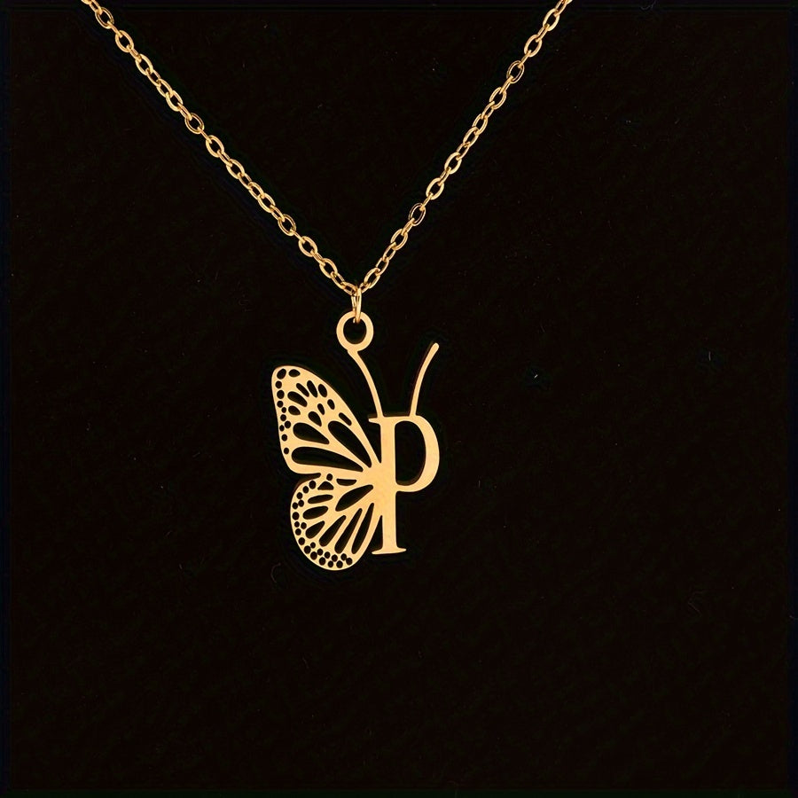 Personalized Butterfly Letter Necklace