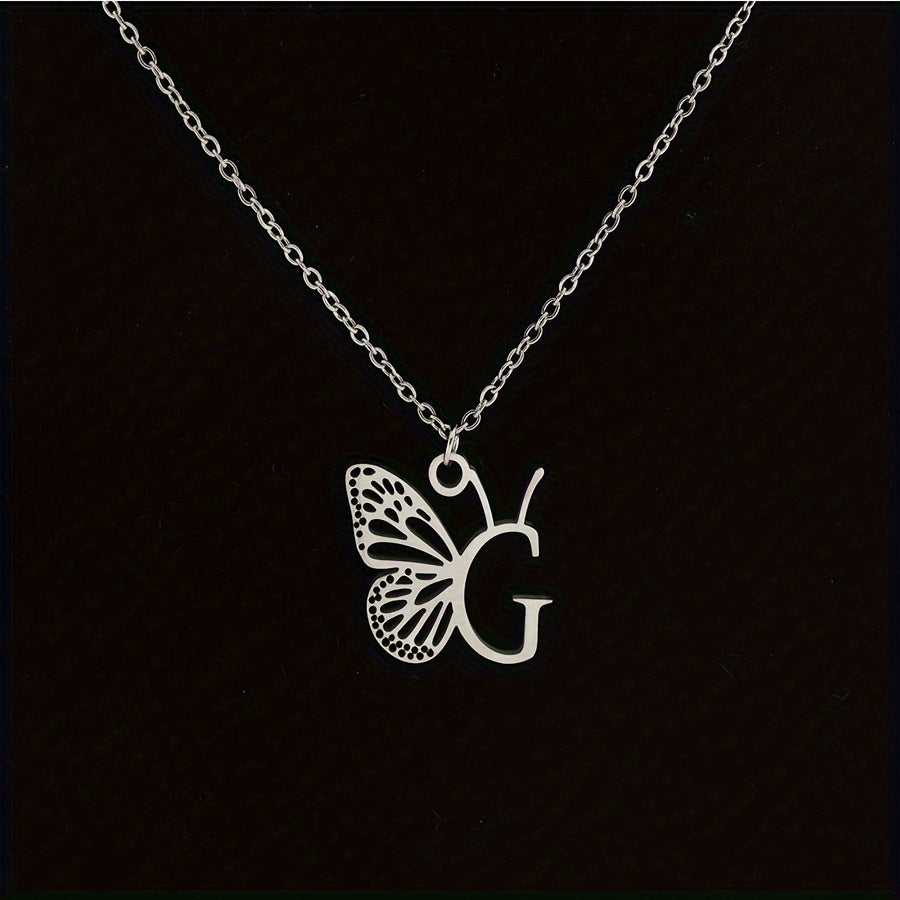 Personalized Butterfly Letter Necklace