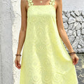 Women's Embroidered Square Neck Midi Dress