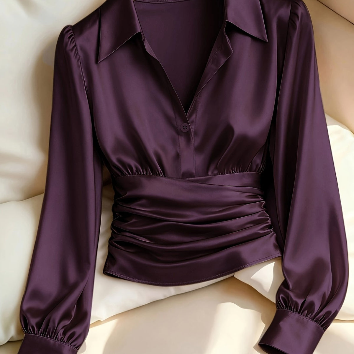 Women's Ruched Waist Long Sleeve Top